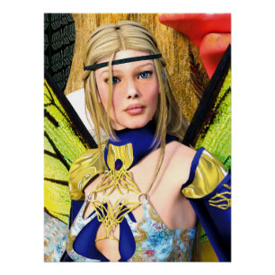 Elegant Fairy Butterfly Fantasy Portrait Poster