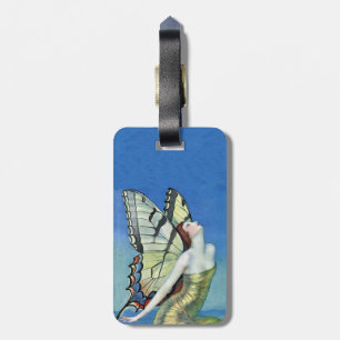 Elegant Fairy Butterfly Wings Golden Dress Luggage Tag