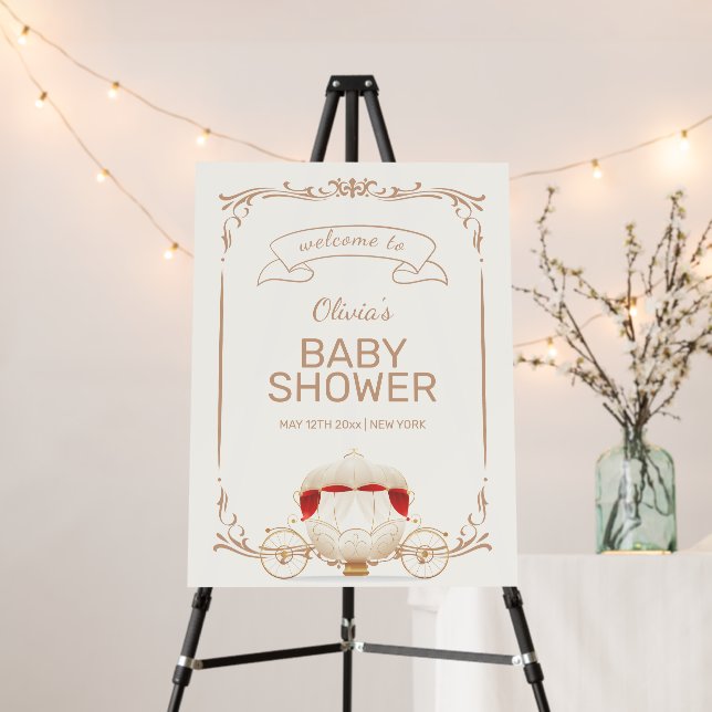 Elegant Fairy Carriage Baby Shower Welcome Sign  (In Situ (Stand))