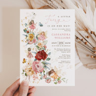 Elegant Fairy Flower Garden Girl Baby Shower Invitation