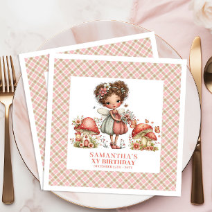 Elegant Fairy Garden Pink Floral Party Birthday  Paper Dinner Napkins
