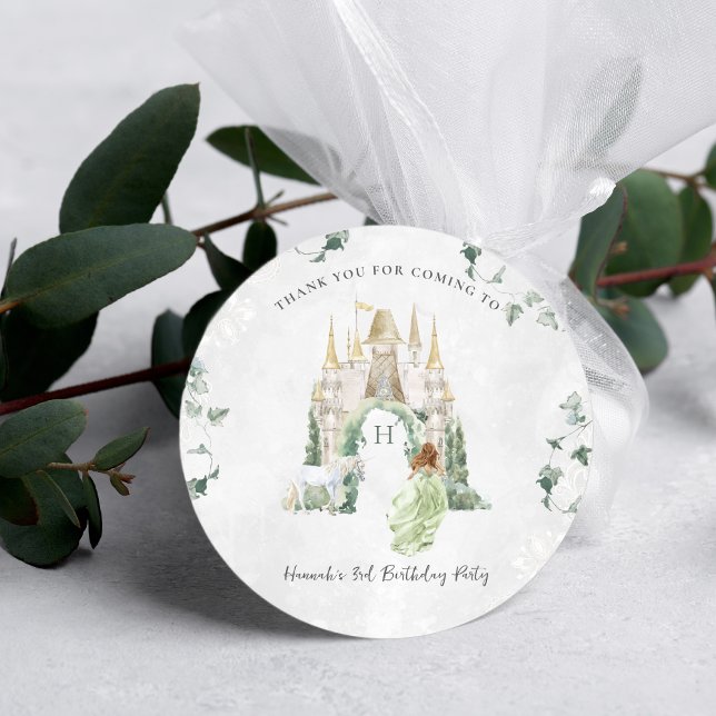 Elegant Fairy Tale Princess | Birthday Party Classic Round Sticker (Creator Uploaded)