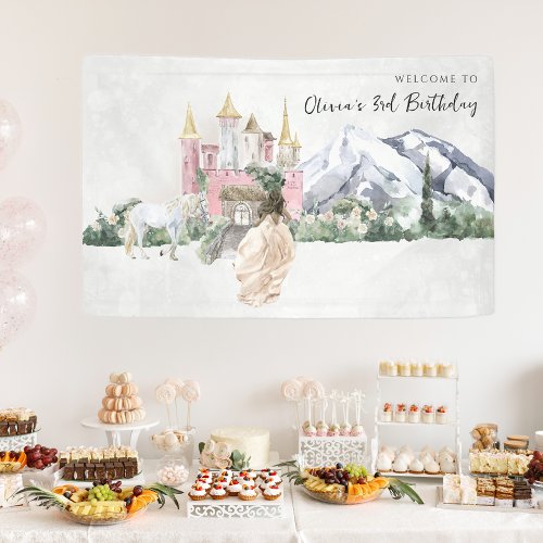 Elegant Fairy Tale  Princess Birthday Welcome Banner