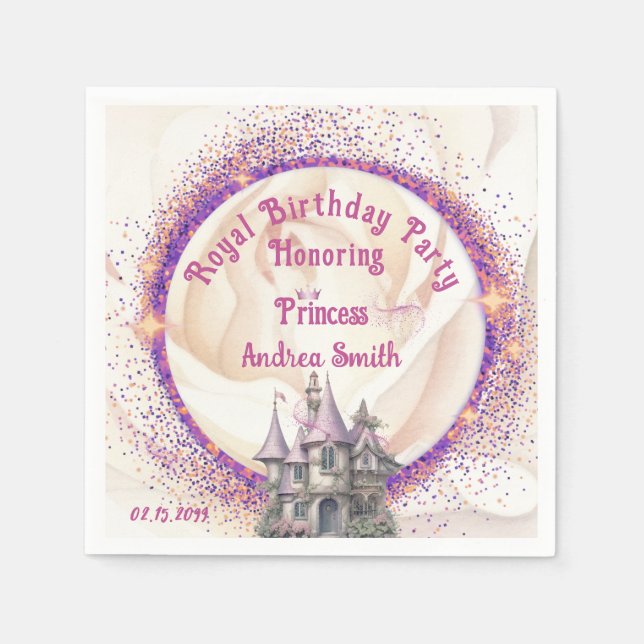  Elegant Fairy Tale Royal Princess Birthday Party Napkins (Front)