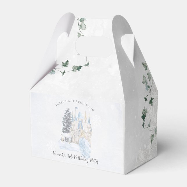 Elegant Fairy Tale | Winter Princess Birthday Favor Boxes (Front Side)