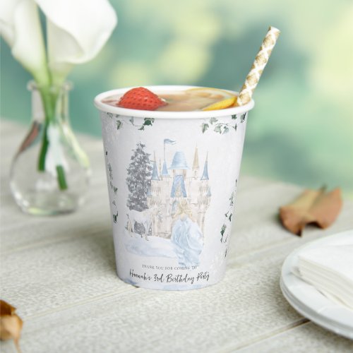 Elegant Fairy Tale  Winter Princess Birthday Paper Cups