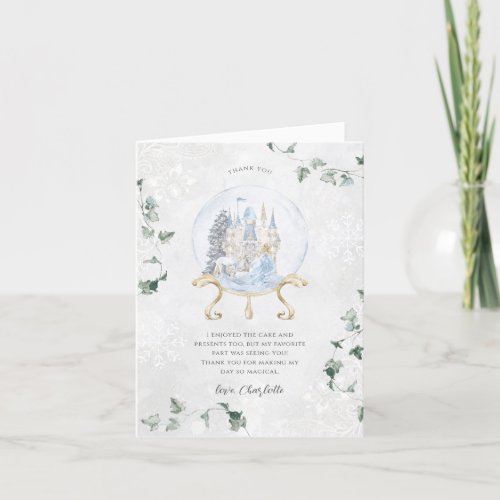 Elegant Fairy Tale  Winter Princess Birthday Thank You Card