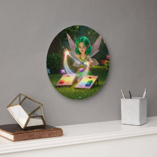 Elegant Fairy Wedding Shower Large Clock