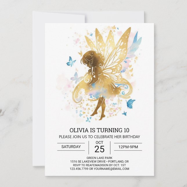 Elegant Fairycore Birthday Bliss Invitation (Front)