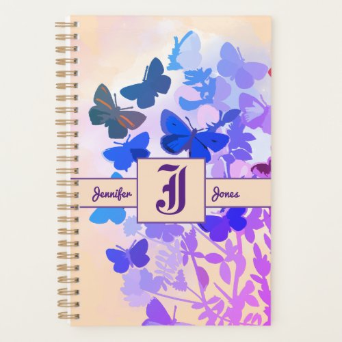 elegant fairytale butterfly purple monogram name  planner