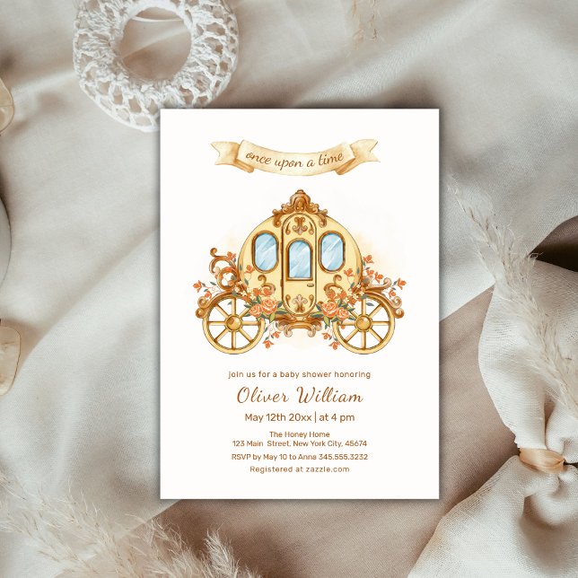 Elegant Fairytale Prince Carriage Baby Shower  Invitation (Elegant Fairytale Prince Carriage Baby Shower Invitation)
