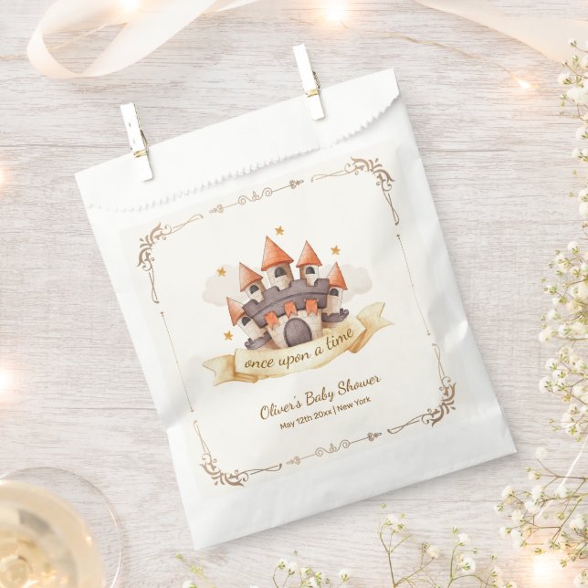 Elegant Fairytale Prince Castle Baby Shower Favor Bag (Clipped)