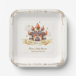 Elegant Fairytale Prince Castle Baby Shower Paper Plates