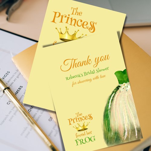 Elegant Fairytale Princess Frog Bridal Shower  Thank You Card