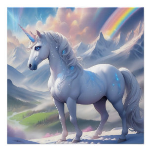 Elegant Fairytale Unicorn in a Fantasy Vale Poster