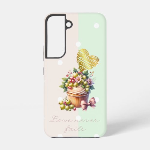 Elegant Faith Dot Green Berry Floral Bow Heart Samsung Galaxy S22 Case