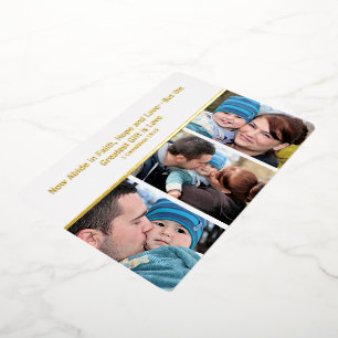 Elegant Faith Hope Love 3 Photo Foil Holiday Card