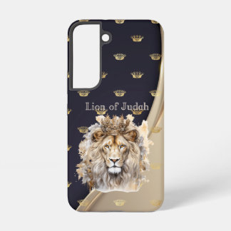 Elegant Faith Lion of Judah Beige Navy Gold Crowns Samsung Galaxy S22 Case
