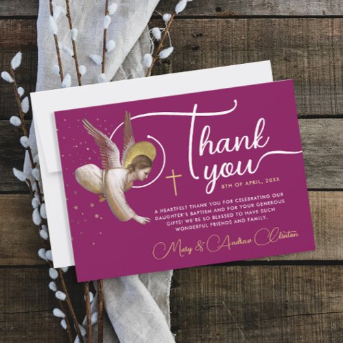 Elegant Faith Magenta Pink Angel Blessing Script