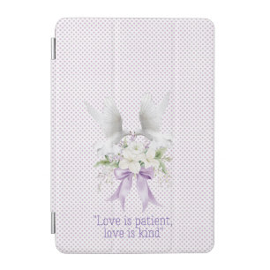 Elegant Faith Mauve Dots Doves Floral Coquette iPad Mini Cover