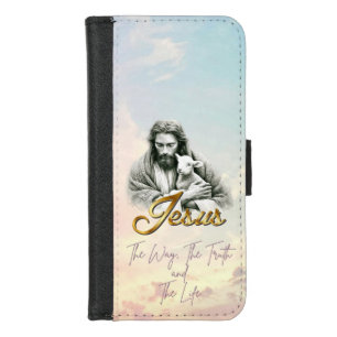 Elegant Faith Pastel Sky Jesus Lamb Gold Script iPhone 8/7 Wallet Case