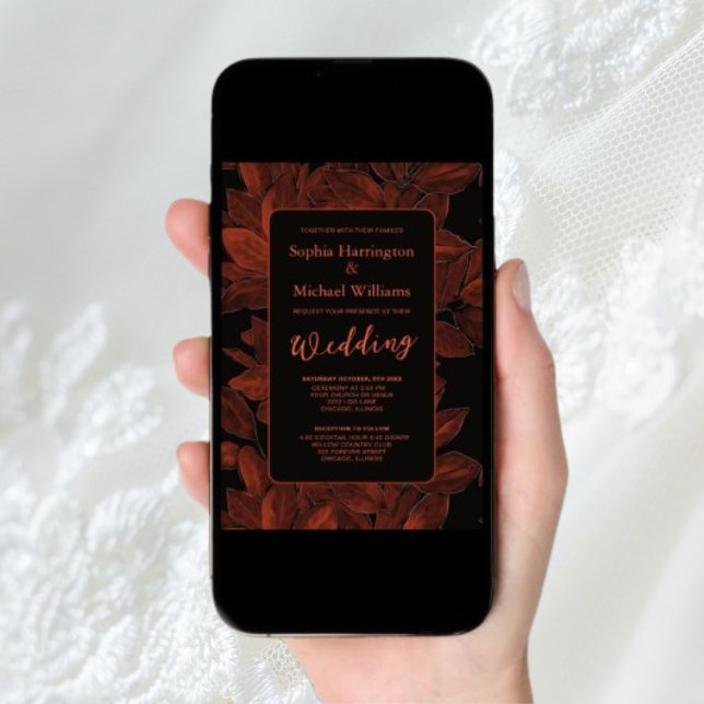 Elegant Fall Autumn Digital Wedding Invite QR Code (Creator Uploaded)