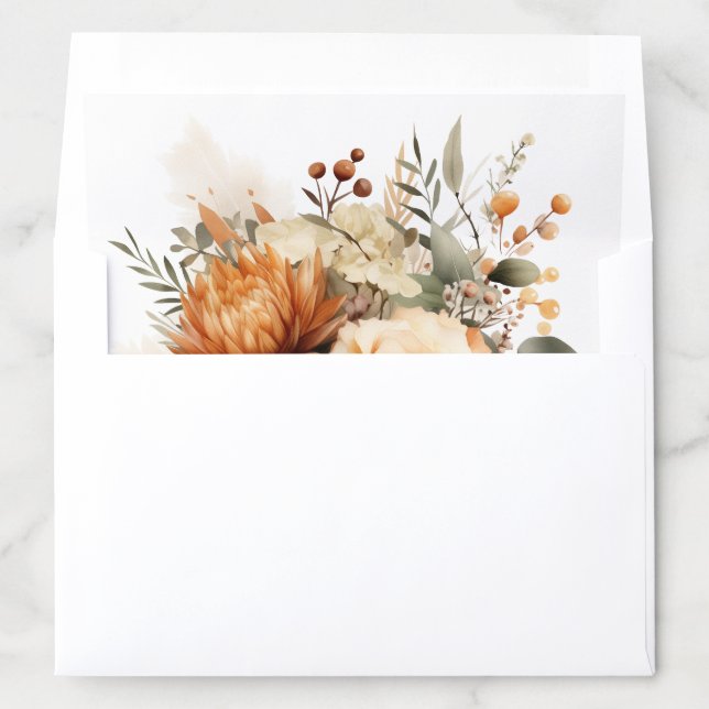 Elegant Fall Autumn Floral Bouquet Envelope Liner (In Envelope)