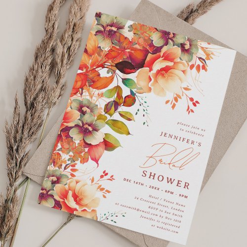 Elegant Fall Autumn Floral Bridal Shower Invitation
