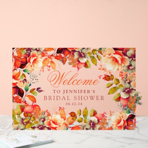 Elegant Fall Autumn Floral Bridal Shower Welcome  Acrylic Sign