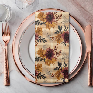 Elegant Fall Autumn Floral Plaid Cloth Napkin