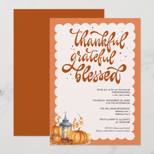 Elegant Fall Autumn Friendsgiving Housewarming Invitation (Front/Back)