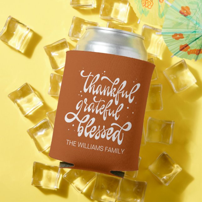 Elegant Fall Autumn Friendsgiving Thanksgiving Can Cooler (In Situ Summer)
