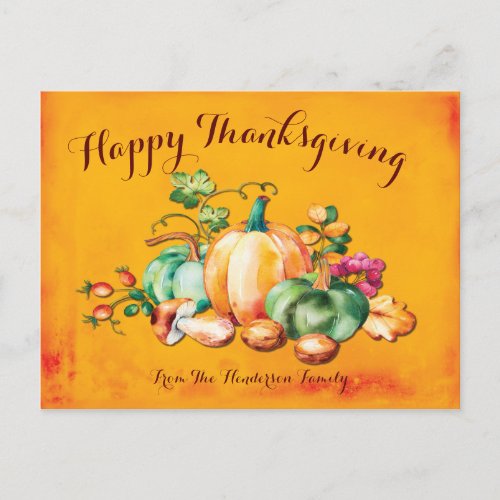 Elegant Fall Autumn Harvest Thanksgiving Greeting Postcard