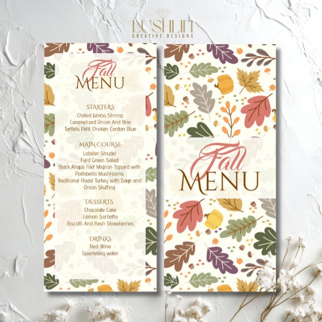 Elegant Fall Autumn Leaves Flat Menu (Creator Uploaded)