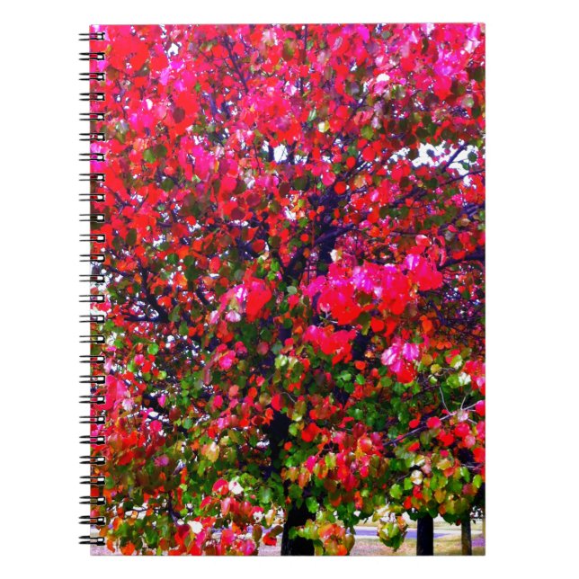 Elegant Fall Autumn pink impressionistic trees Notebook (Front)
