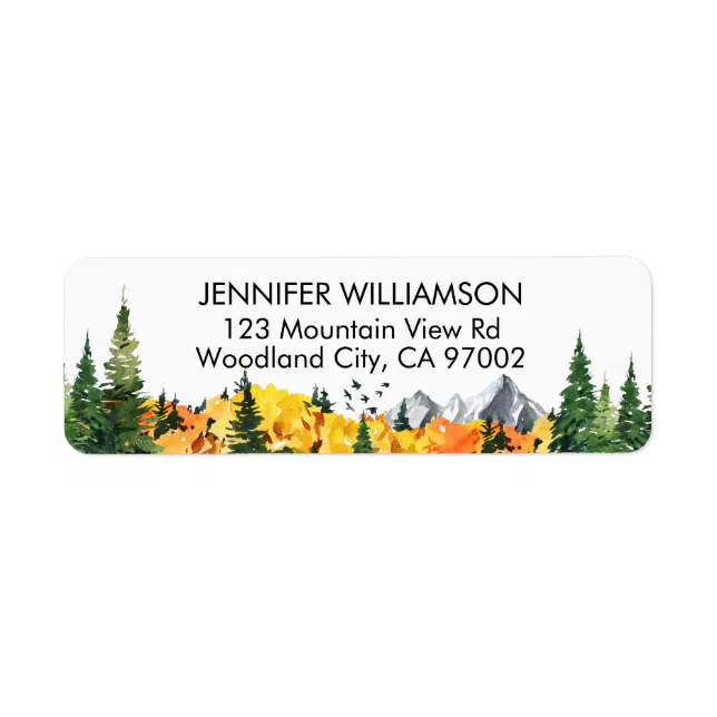 Elegant Fall Autumn Trees Watercolor Nature Forest Label | Zazzle