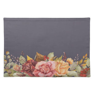 Elegant Fall/Autumnal Floral Border Thanksgiving Cloth Placemat