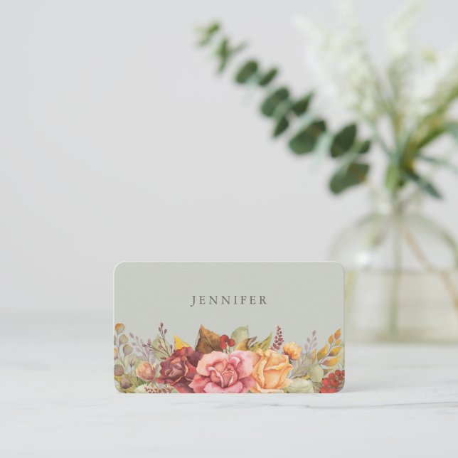 Elegant Fall/Autumnal Floral Border Thanksgiving Place Card (Standing Front)