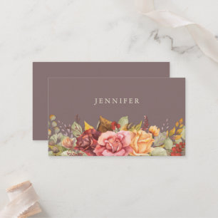 Elegant Fall/Autumnal Floral Border Thanksgiving Place Card
