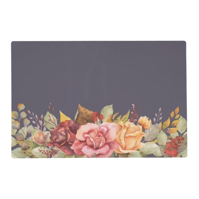 Elegant Fall/Autumnal Floral Border Thanksgiving Placemat (Front)