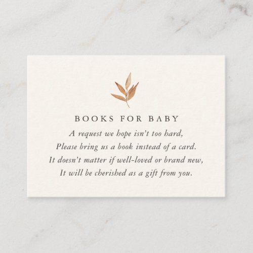Elegant Fall Baby Shower Books for Baby Enclosure Card