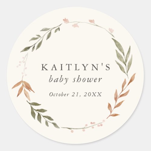 Elegant Fall Baby Shower Classic Round Sticker