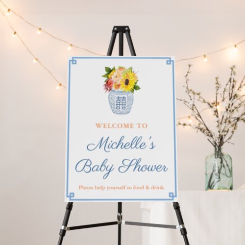 Elegant Fall Baby Shower For Boy Welcome Foam Board