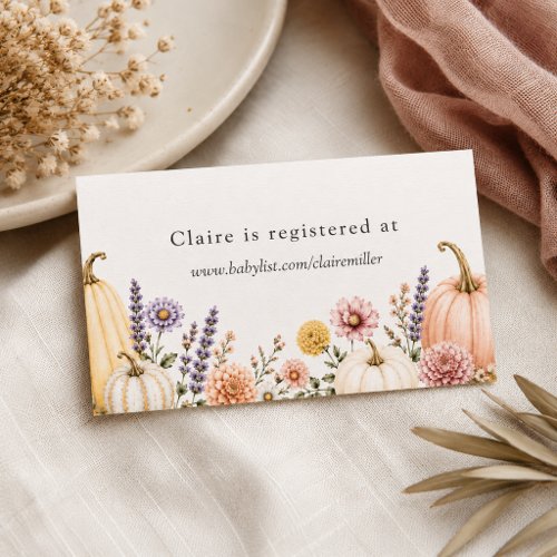 Elegant Fall Baby Shower Registry Enclosure Card