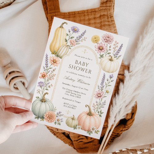 Elegant Fall Baby Shower | Wildflower Pumpkins Invitation