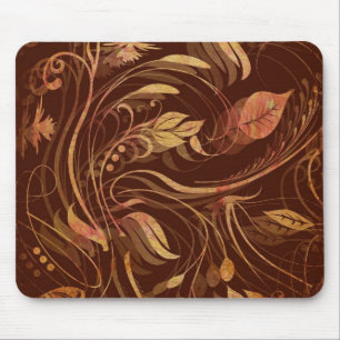 Elegant Fall Batik Print Foliage Mouse Pad