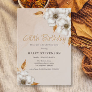 Elegant Fall Boho Chic Floral 60th Birthday Party Invitation