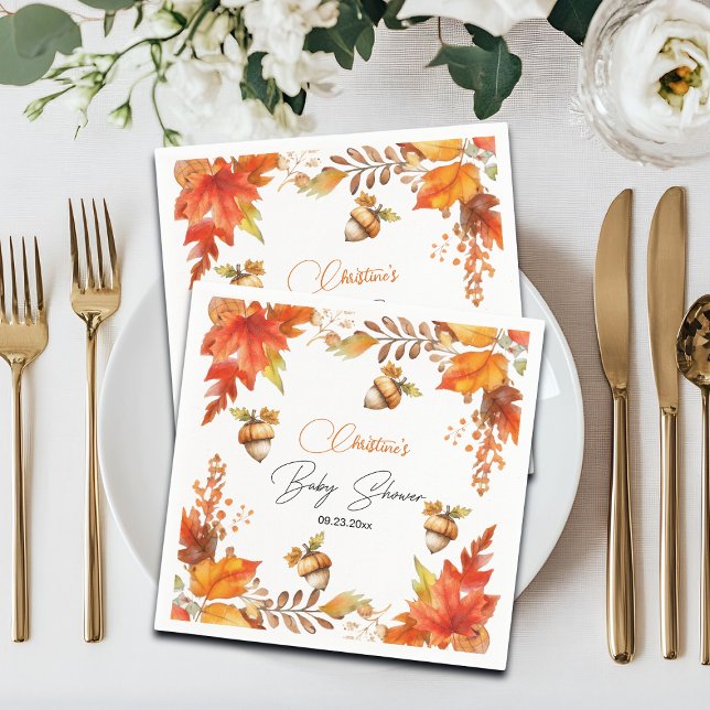 Elegant Fall Boho Floral Baby Shower Napkins (Creator Uploaded)