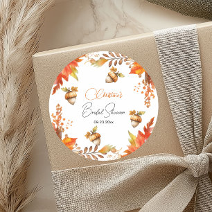 Elegant Fall Boho Floral Bridal Shower Classic Round Sticker