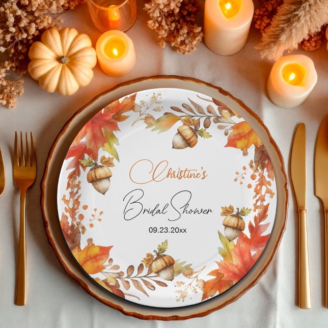 Elegant Fall Boho Floral Bridal Shower Paper Plates (Creator Uploaded)